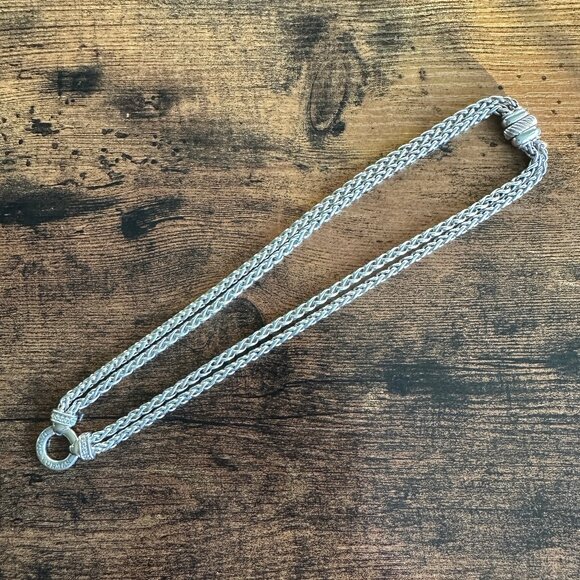 David Yurman Double Wheat Chain Diamond Necklace - 18" - Picture 5 of 15